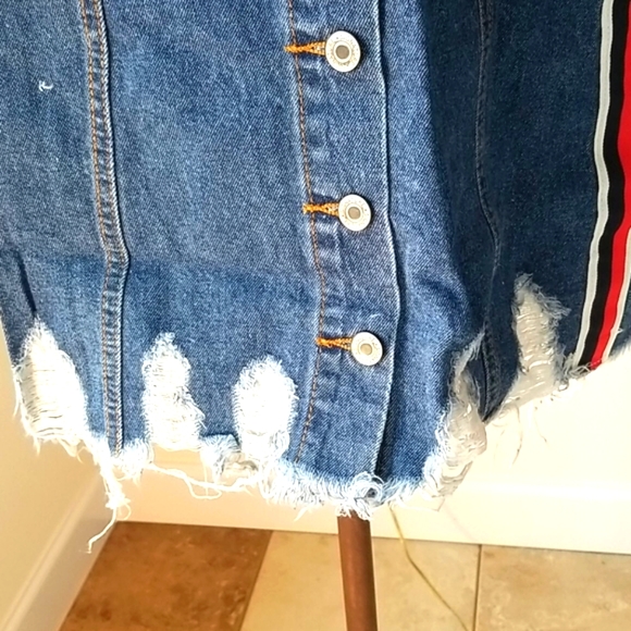 Signature 8💜 Distressed Button Front Denim Skirt, cover pencil style new - Picture 5 of 8